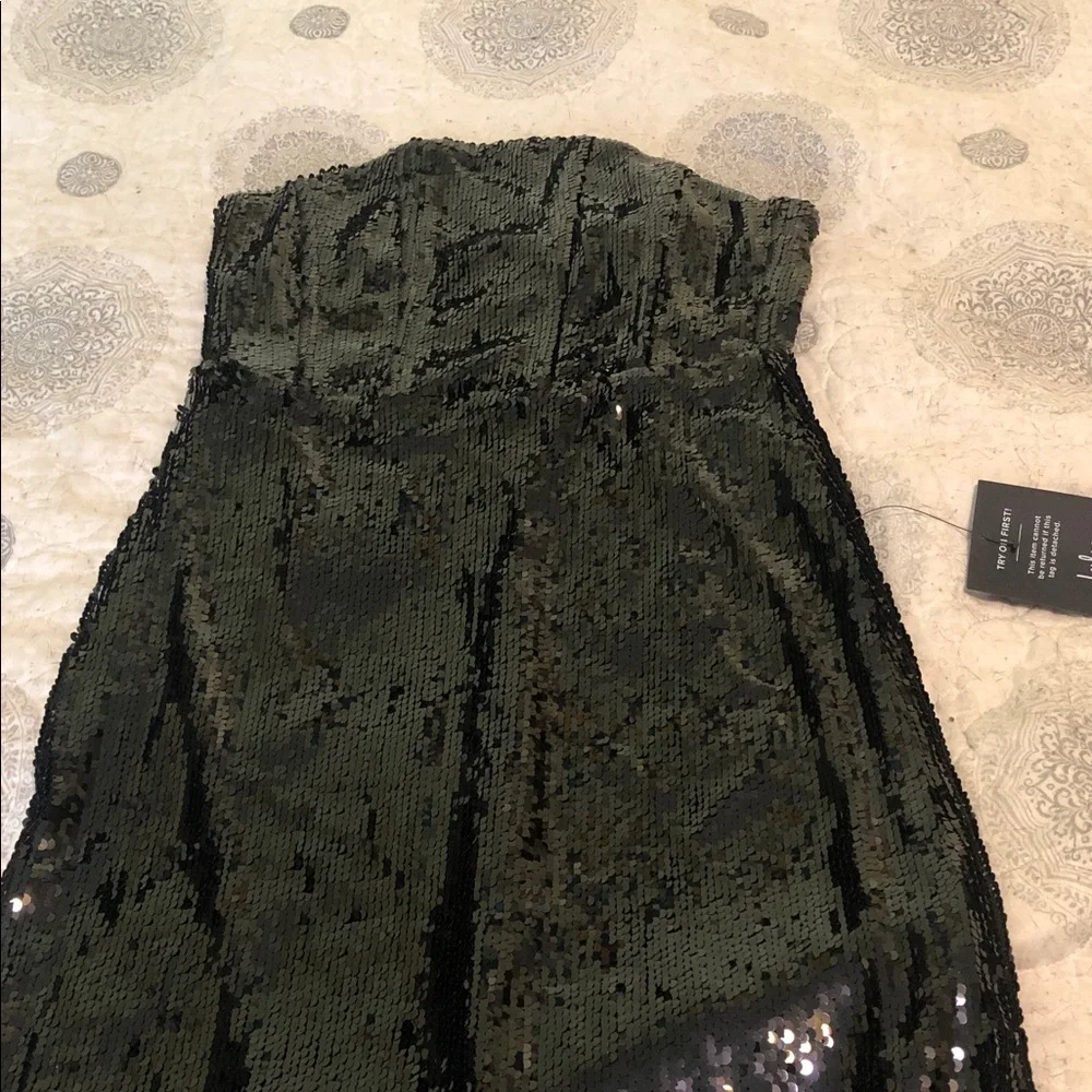 Lulu's Black Sequin Strapless Prom Dress - Picture 5 of 10